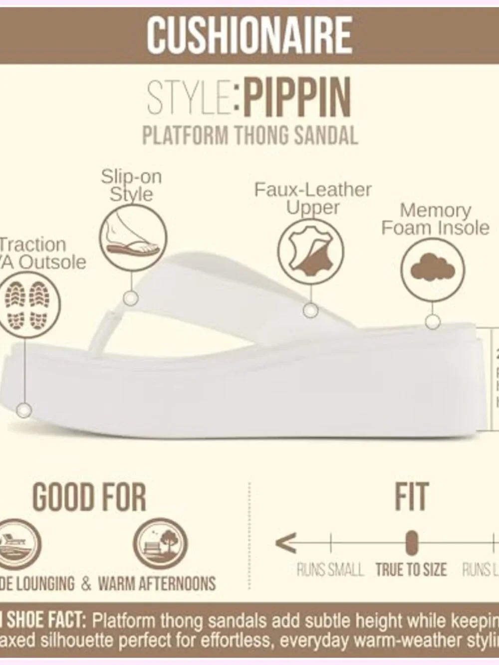Platform Wedge Flip Flops with Memory Foam Footbed, Durable Sole
